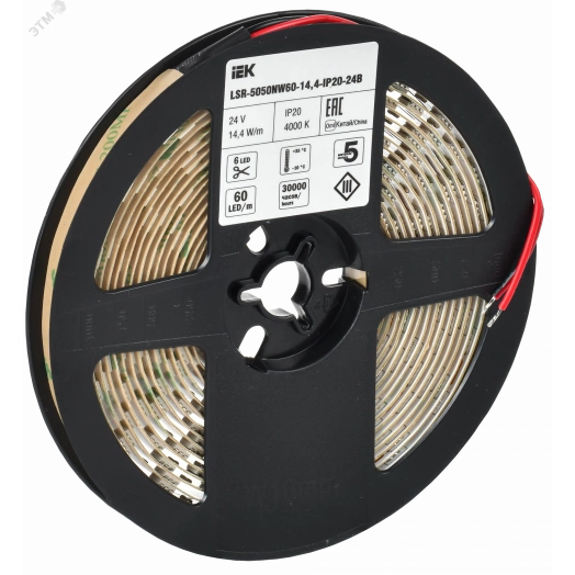 Лента светодиодная 5м LSR-5050NW60-14,4-IP20-24В IEK