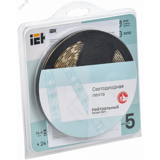 Лента светодиодная 5м LSR-5050NW60-14,4-IP20-24В IEK