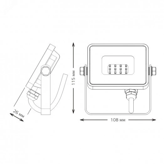 Прожектор светодиодный ДО 10 Вт 6500К 1050 лм 200-240В IP65 82х28х100мм Алюминий матрированное закаленное стекло Qplus Gauss