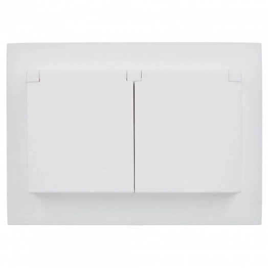 SKANDY Розетка 2-местная и крышкой 16А в сборе IP44 SK-R12W арктический белый IEK