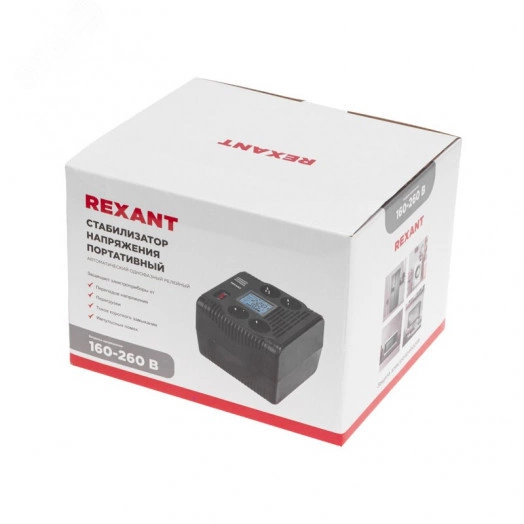 Стабилизатор напряжения релейный портативный REX-PR-2000 мощностью 2000 ВА