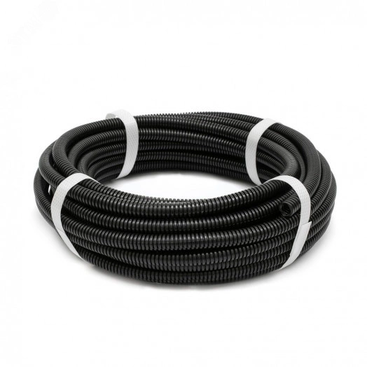 Труба гофрированная ПА безгалогенная (HF) стойкая к ультрафиолету разрезная черная dвн 5,0 мм, dнар 7,2 мм (10м/уп)