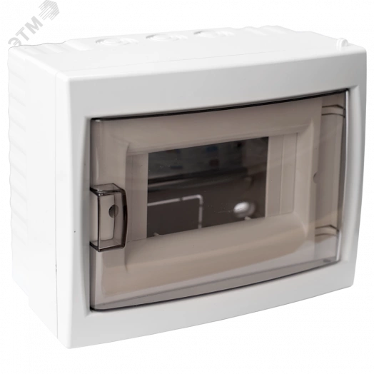 Щит распределительный навесной с 0 шиной 6М пластиковый белый прозрачная дверь