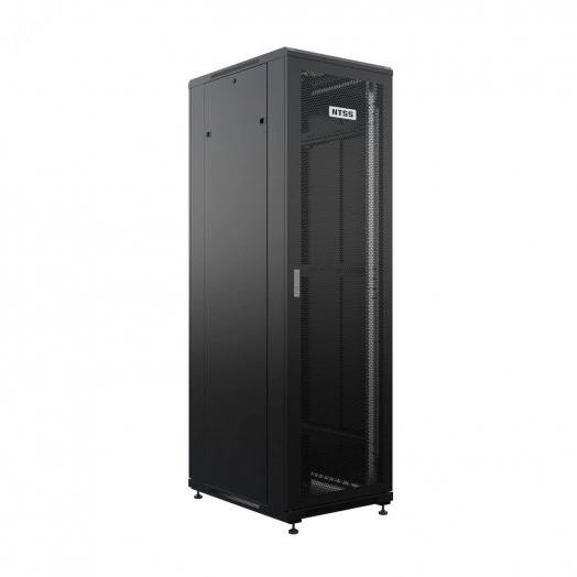 Шкаф напольный универсальный серверный R 42U 800х800мм, 4 профиля 19, двери перфорированная и перфорированная, боковые стенки съемные, регулируемые опоры, разобранный, черный RAL 9005