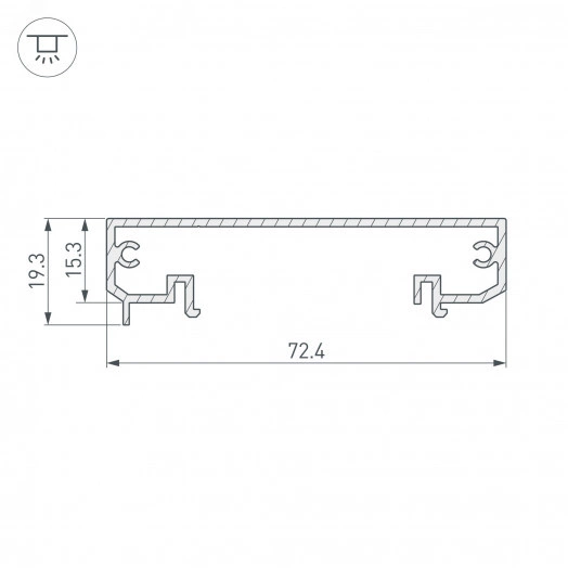 Профиль-держатель KLUS-POWER-W70-BASE-2000 ANOD (ARL, Алюминий)