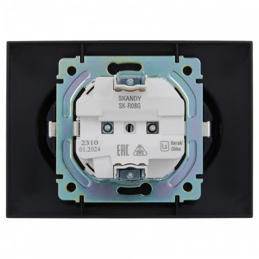 SKANDY Розетка 2-местная с заземлением без защитных шторок 16А в сборе SK-R08G графит IEK