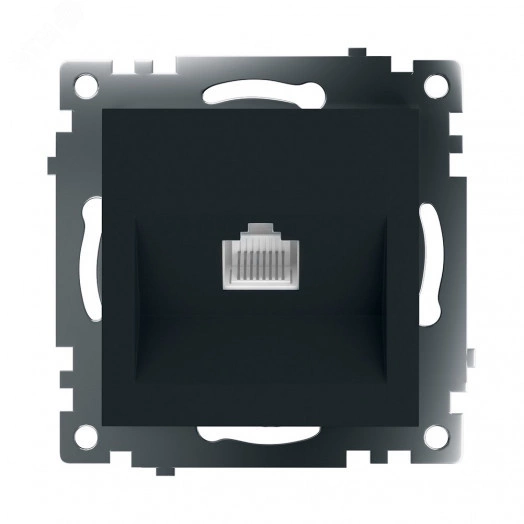 Розетка компьютерная 1-местная RJ-45, серия Катрин, черный,
