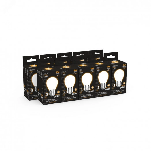 Лампа светодиодная филаментная LED 9 Вт 590 лм 3000К AC185-265В E27 шар P45 теплая матовая колба Black Filament Gauss