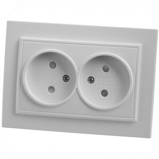 Розетка 2-местная б/з, Эрна, белый,