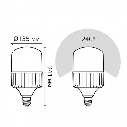 Лампа светодиодная LED 80 Вт 7200 лм 6500К AC180-240В E40 цилиндр Т140 холодная  Elementary Gauss