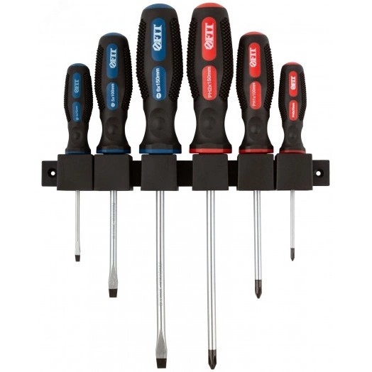 Отвертки ''Универсал'' Профи, CrV сталь, прорезиненные ручки, на держателе, набор 6 шт