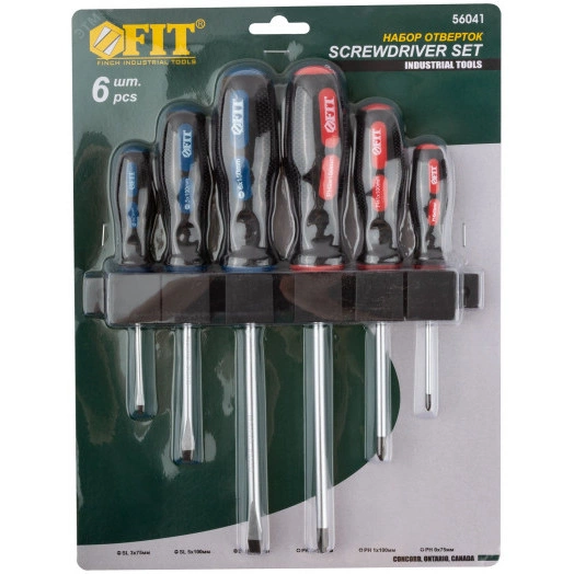 Отвертки ''Универсал'' Профи, CrV сталь, прорезиненные ручки, на держателе, набор 6 шт