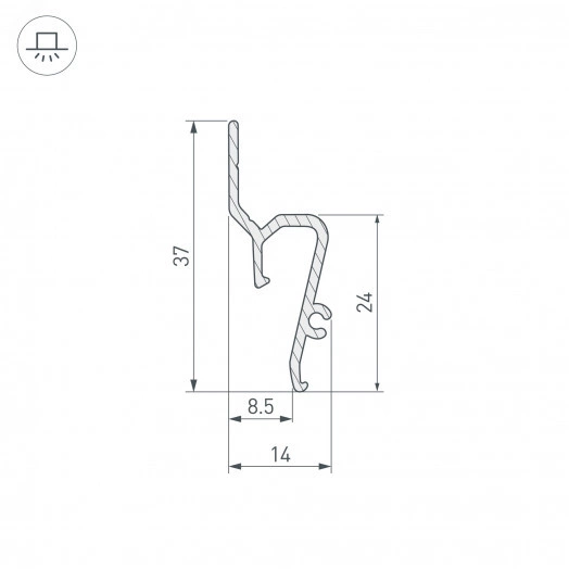 Профиль STRETCH-SHADOW-TECH-VENT-2000 BLACK (A2-DELTA) (Arlight, Алюминий)