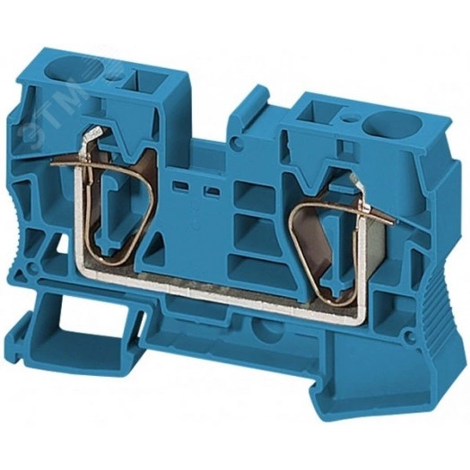 Клеммник пружинный проходной 16мм.кв 2 точки подключения синий