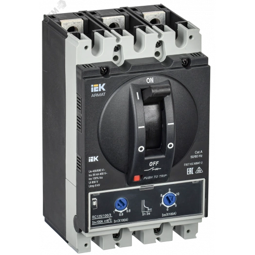 Автоматический выключатель в литом корпусе ARMAT 3P типоразмер A 35кА 100А расцепитель термомагнитный регулируемый