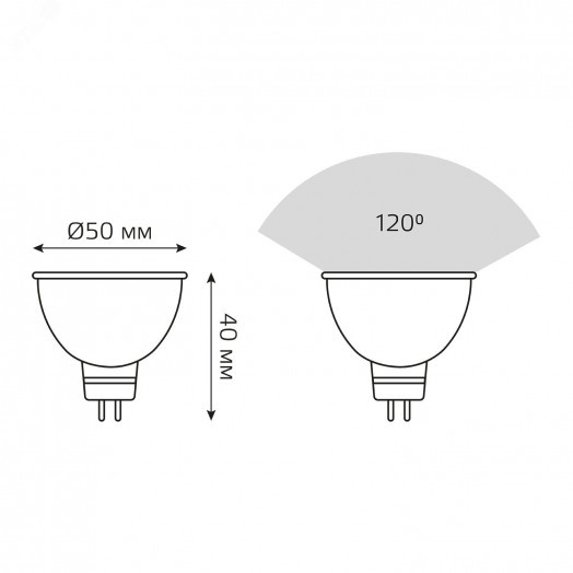 Лампа светодиодная LED 5.5 Вт 470 лм 6500К AC180-240В GU5.3 софит MR16 холодная  Elementary Gauss