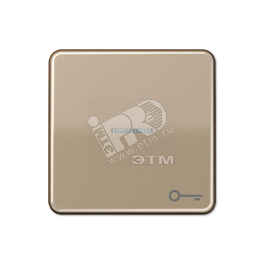 Клавиша с окошком и символом  ключ  для выключателей с подсветкой  золотая бронза