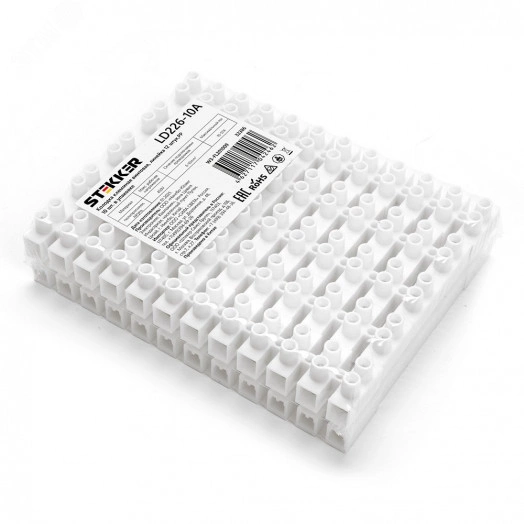 Колодка клеммная винтовая, линейка 12 штук, полипропилен,