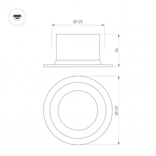 Светильник MS-DROP-BUILT-R137-24W Day4000 (WH, 90 deg, 230V) (Arlight, IP54 Металл, 5 лет)