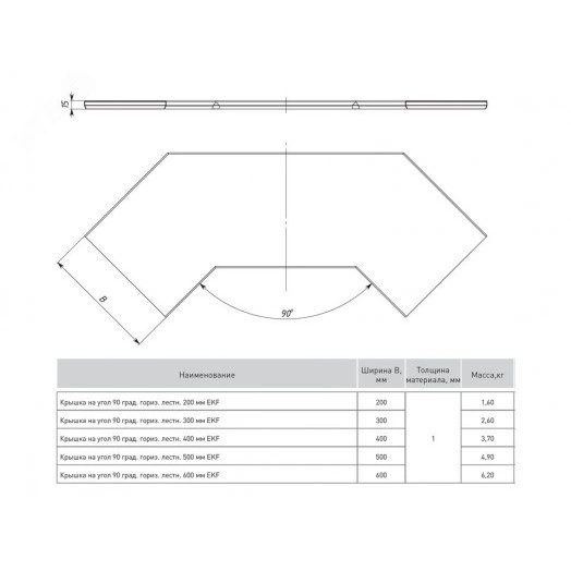 Крышка на угол 90 град. горизонтальный для лестничнго лотка 200мм HDZ