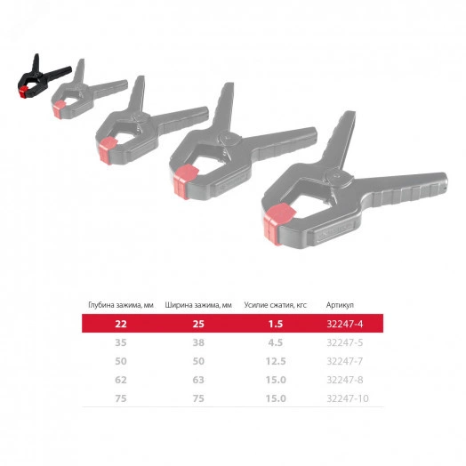 Зажим пружинный МЗ-40 38х38 мм