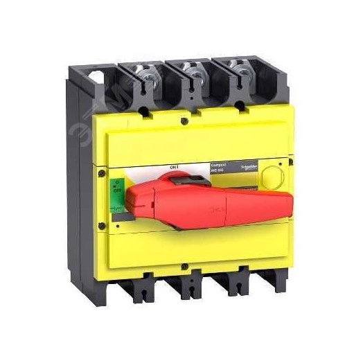 Выключатель-разъединитель INS400 3п красная рукоятка/желтая панель