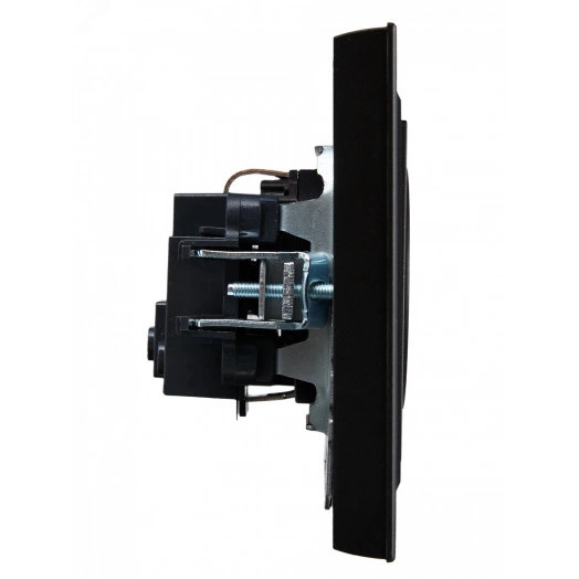 BRITE Розетка 1 пост с заземлением с защитными шторками 16А в сборе РСР14-1-0-БрЧ черный IEK