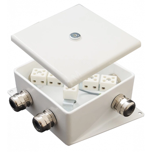 Коробка монтажная огнестойкая КМ-О (2к*60)-IP66-120х120 три ввода ACD