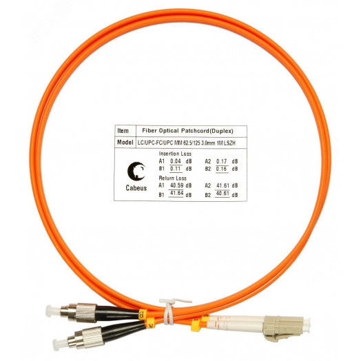 Шнур оптический duplex 1м LC-FC 62,5/125 мм LSZH