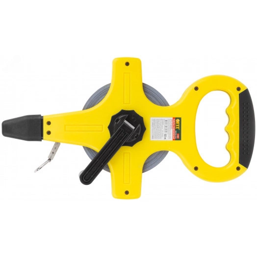 Рулетка геодезическая, стальная лента, желтый открытый пластиковый корпус, прорезиненная ручка 50 м