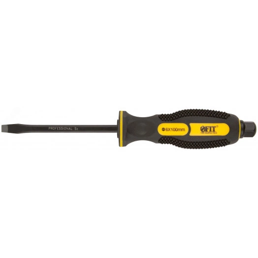 Отверткa ударная, сталь S2, шестигран.жало, боек под ключ, прорезиненная ручка, Профи 6х100 мм SL