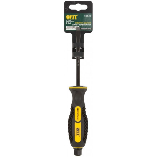Отверткa ударная, сталь S2, шестигран.жало, боек под ключ, прорезиненная ручка, Профи 6х100 мм SL