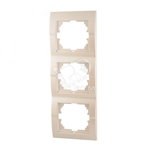 DERIY Рамка 3-ая вертикальная жемчужно-белая металлик