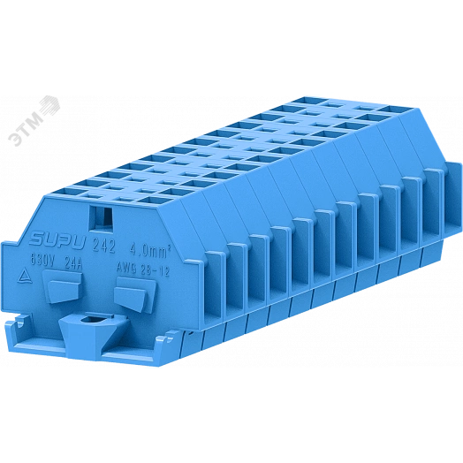 Клемма TB 1-1 с бок. подключ. с фиксирующим фланцем, синяя