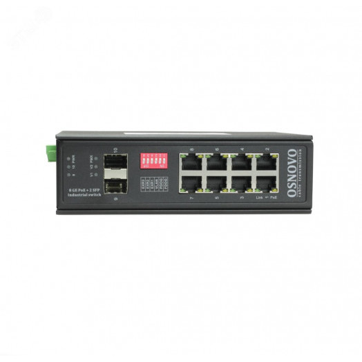 Коммутатор неуправляемый промышленный  10 портов RJ45/SFP 10 100 1000 Мб/с PoE 300Вт