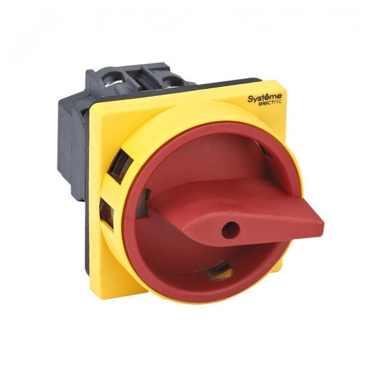 ВЫКЛЮЧАТЕЛЬ-РАЗЪЕДИНИТЕЛЬ 3P 20A С КРАСНОЙ РУКОЯТКОЙ НА ДВЕРЦУ 4 ВИНТАМИ