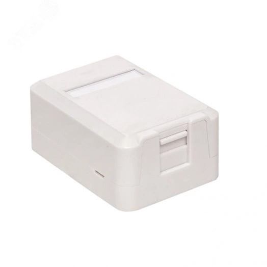 Корпус настенной розетки TERACOM PRO на 1 модуль Keystone со шторкой и маркером белый