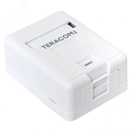 Корпус настенной розетки TERACOM PRO на 1 модуль Keystone со шторкой и маркером белый