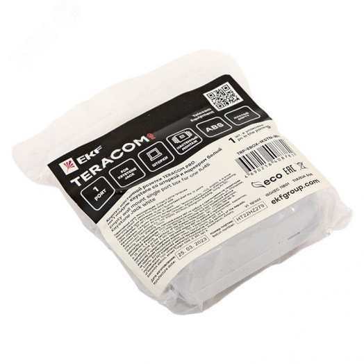 Корпус настенной розетки TERACOM PRO на 1 модуль Keystone со шторкой и маркером белый