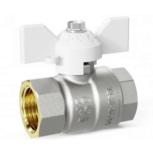 Кран шаровой латунный с накидной гайкой Ду20 Ру 40 белая бабочка