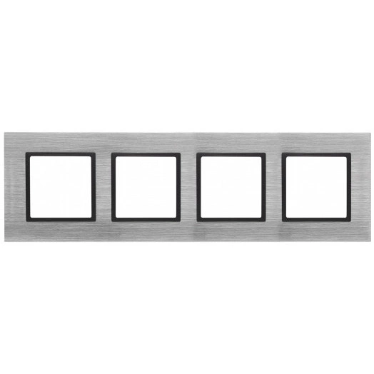 Рамка на 4 поста, металл, Эра Elegance, сталь+антр, 14-5204-41