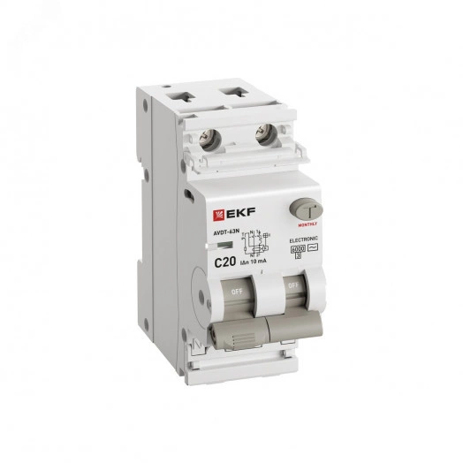 Выключатель автоматический дифференциальный  АВДТ-63N 1P+N 20А (C) 10мА (AC) эл 6кА PROXIMA EKF