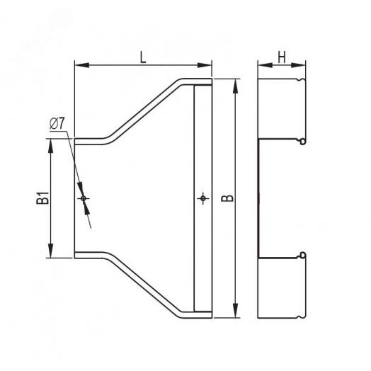 Переходник RRC симметричный 600/300 H50 в комплекте с крепежными элементами и соединительными пластинами