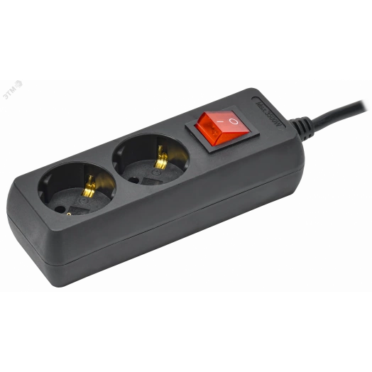 Удлинитель У02К 2 места с заземлением 3м 3х1мм2 16А 250В черный