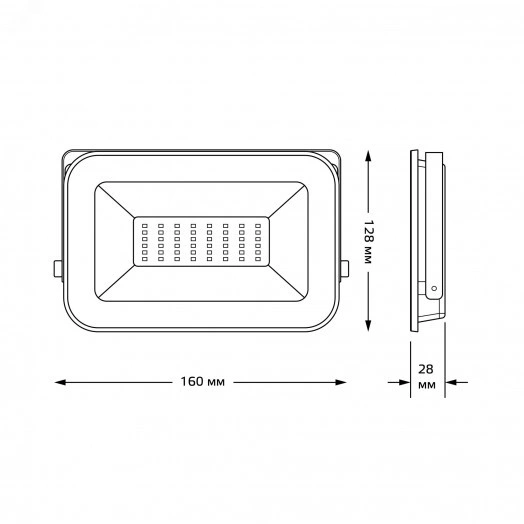 Прожектор светодиодный ДО 30 Вт 6500К 3150 лм 200-240В IP65 128х28х160мм Алюминий матрированное закаленное стекло Qplus Gauss