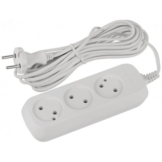 Удлинитель электрический 3 розетки без заземления 5м ШВВП 2x0.75мм2 UDL-6-350 Greenline ЭРА