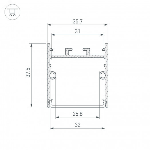 Профиль SL-LINE-3638-LW-3000 ANOD (Arlight, Алюминий)