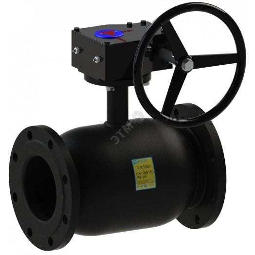 Кран шаровой фланцевый полнопроходной DN 300 PN 25 с редуктором тип 11c338п