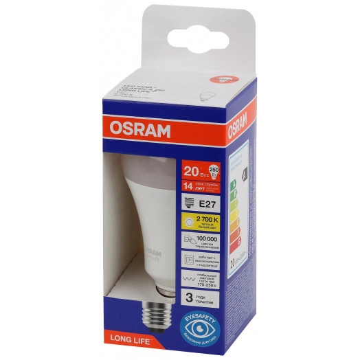 Лампа светодиодная LED 20Вт Е27 2700К 2452Лм груша 220В (замена 250Вт) OSRAM