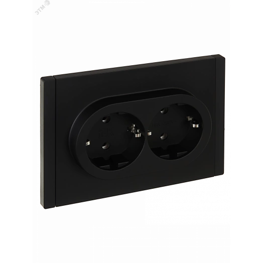 FORTE&PIANO Розетка 2-местная с заземлением без защитных шторок безвинтовое крепление 16А FP124 черный IEK